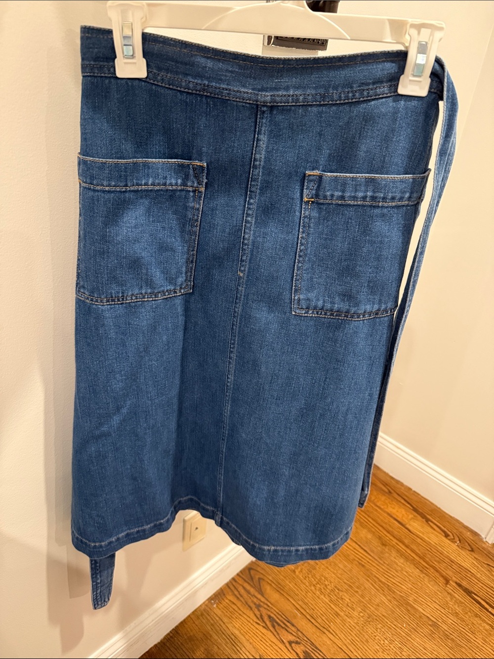 GAP Blue Denim Midi Skirt with Front Pockets